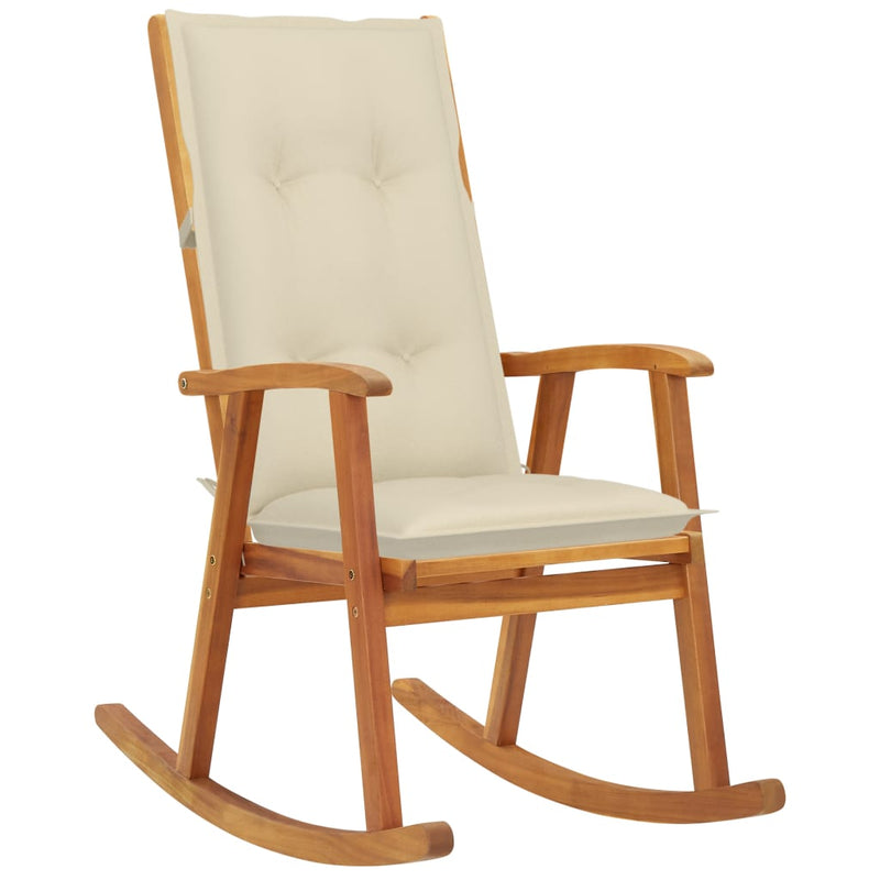 vidaXL Rocking Chair with Cushions Solid Acacia Wood