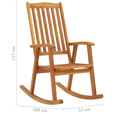 vidaXL Rocking Chair with Cushions Solid Acacia Wood