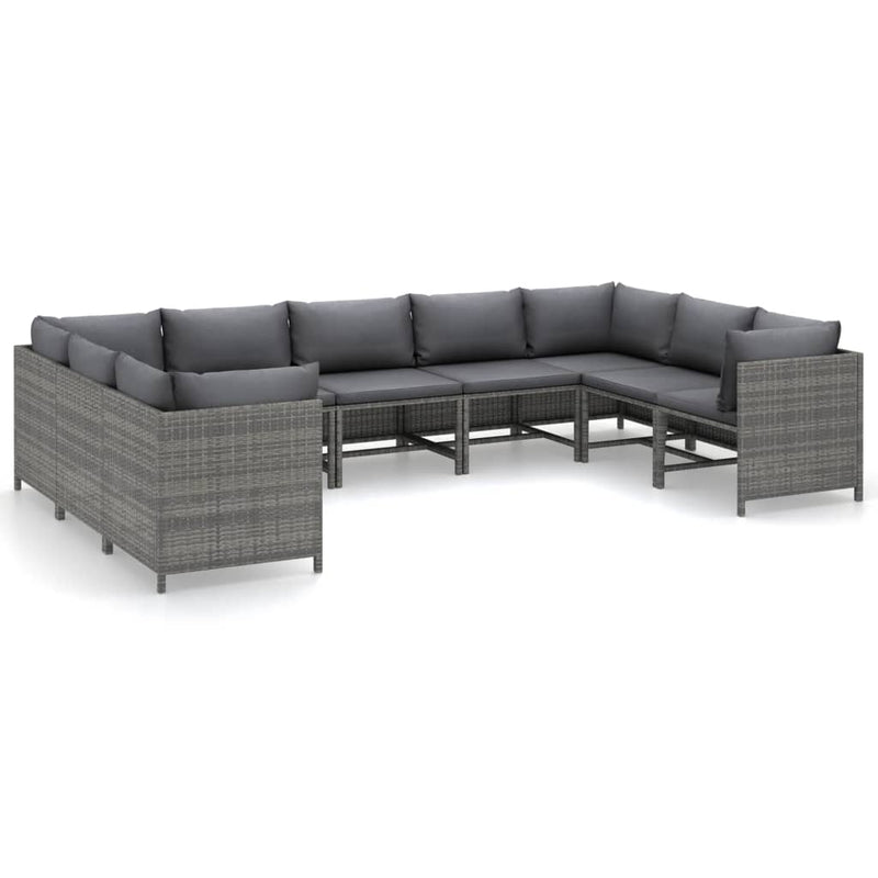 vidaXL 9 Piece Garden Lounge Set with Cushions Poly Rattan Black