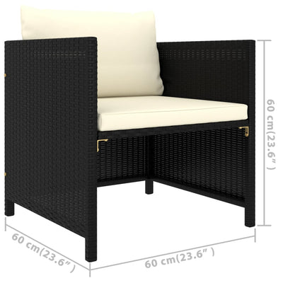 vidaXL 5 Piece Garden Lounge Set with Cushions Poly Rattan Black