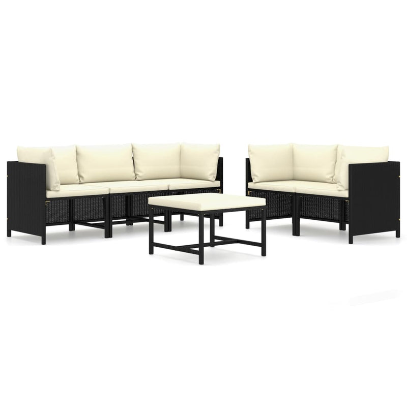 vidaXL 5 Piece Garden Lounge Set with Cushions Poly Rattan Black