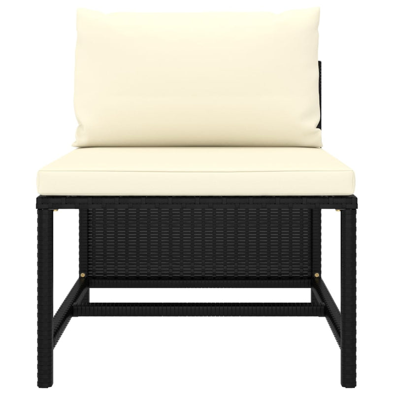 vidaXL 5 Piece Garden Lounge Set with Cushions Poly Rattan Black