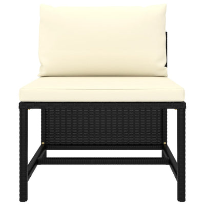 vidaXL 9 Piece Garden Lounge Set with Cushions Poly Rattan Black