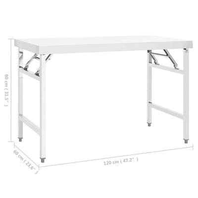 vidaXL Kitchen Folding Work Table 85x60x80 cm Stainless Steel