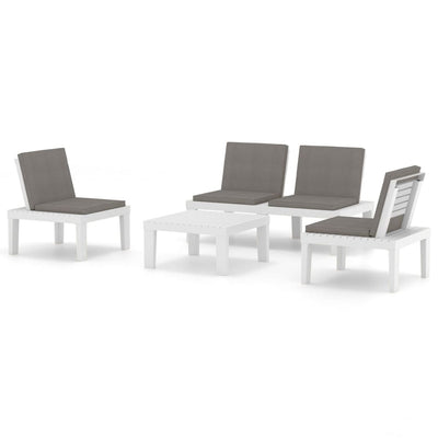vidaXL 4 Piece Garden Lounge Set with Cushions Plastic Grey