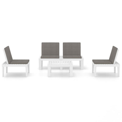 vidaXL 4 Piece Garden Lounge Set with Cushions Plastic Grey