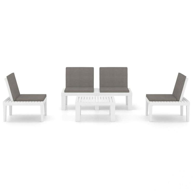 vidaXL 4 Piece Garden Lounge Set with Cushions Plastic Grey
