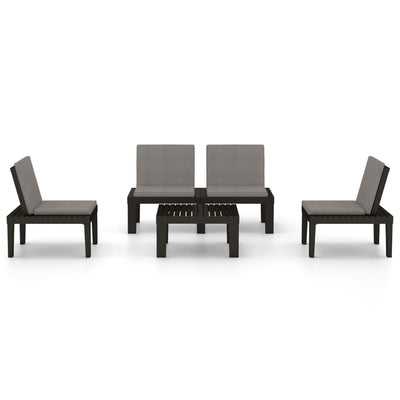 vidaXL 4 Piece Garden Lounge Set with Cushions Plastic Grey