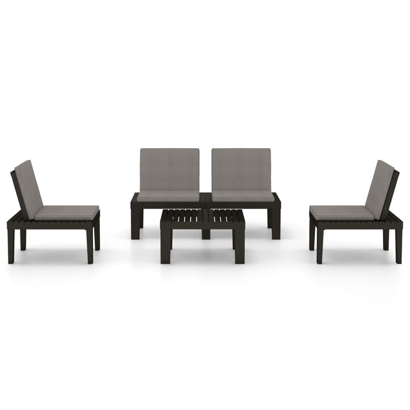 vidaXL 4 Piece Garden Lounge Set with Cushions Plastic Grey