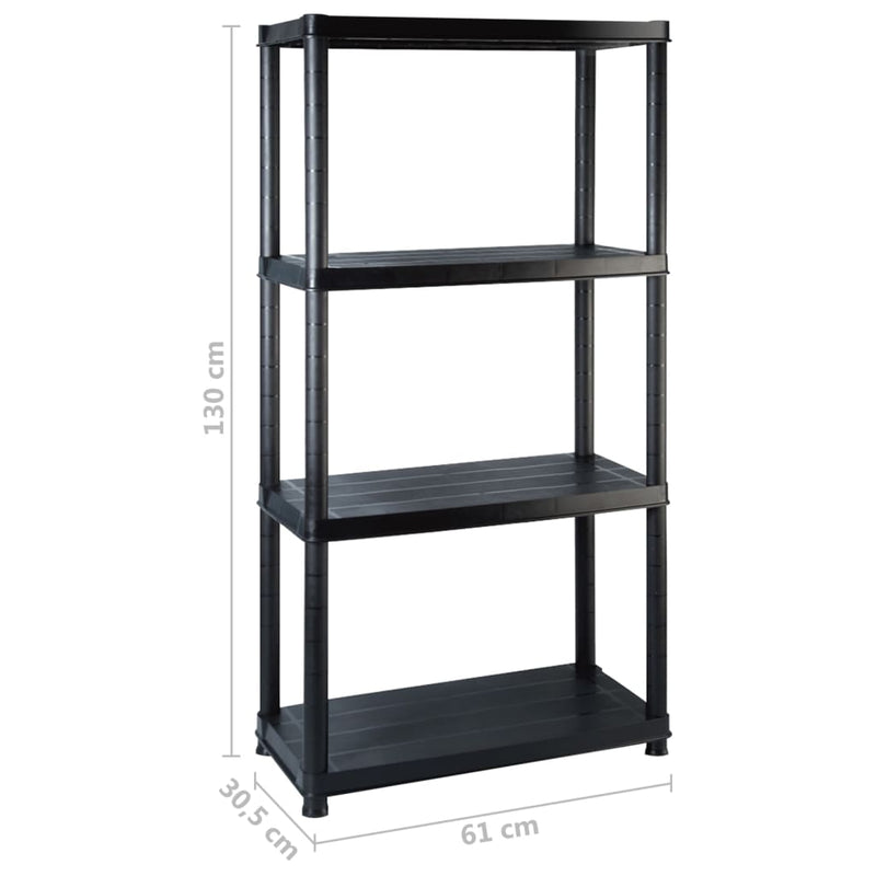 vidaXL Storage Shelf 4-Tier Black 183x30.5x130 cm Plastic