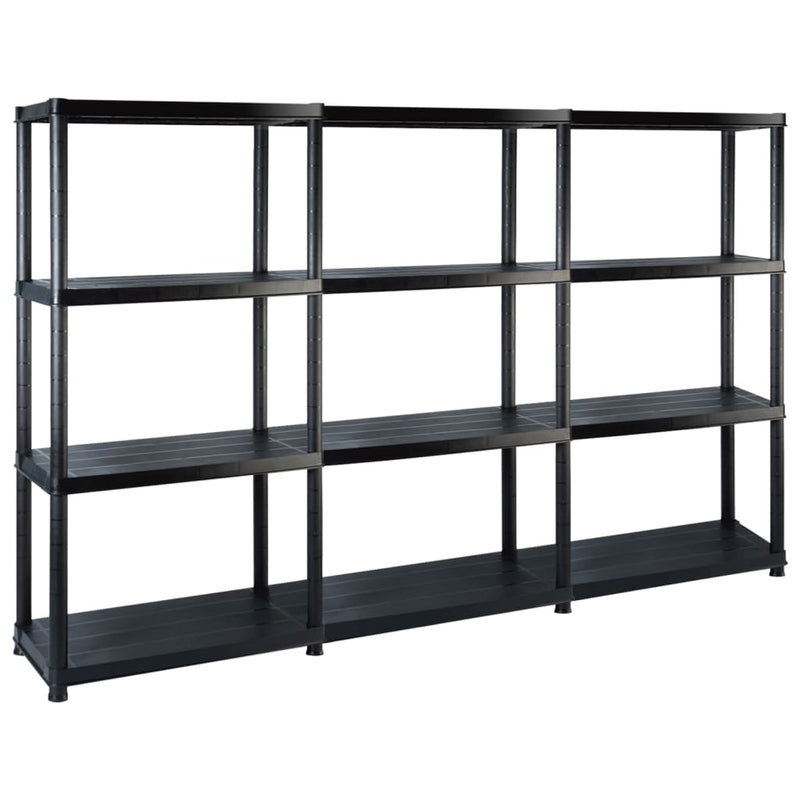 vidaXL Storage Shelf 4-Tier Black 183x30.5x130 cm Plastic