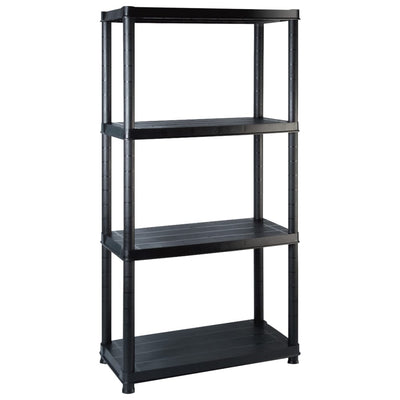 vidaXL Storage Shelf 4-Tier Black 183x30.5x130 cm Plastic