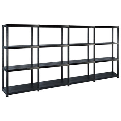 vidaXL Storage Shelf 4-Tier Black 183x30.5x130 cm Plastic