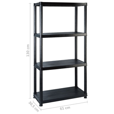 vidaXL Storage Shelf 4-Tier Black 183x30.5x130 cm Plastic