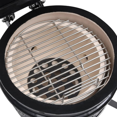 vidaXL 2-in-1 Kamado Barbecue Grill Smoker Ceramic 56 cm Black