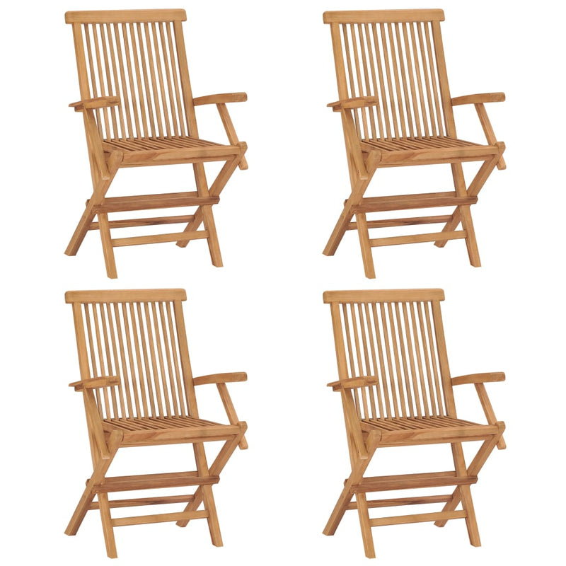 vidaXL Garden Chairs with Anthracite Cushions 4 pcs Solid Teak Wood