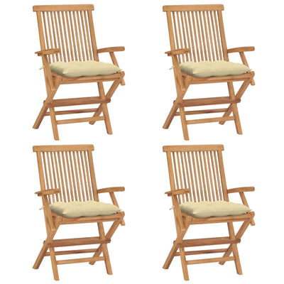 vidaXL Garden Chairs with Anthracite Cushions 4 pcs Solid Teak Wood