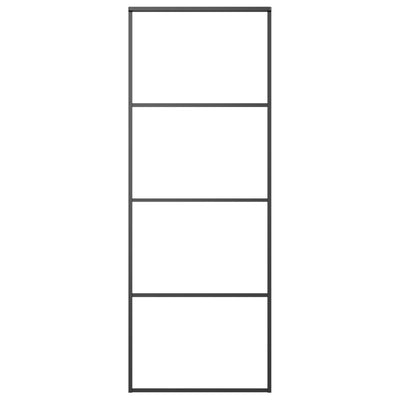 vidaXL Sliding Door Aluminium and ESG Glass 76x205 cm Black