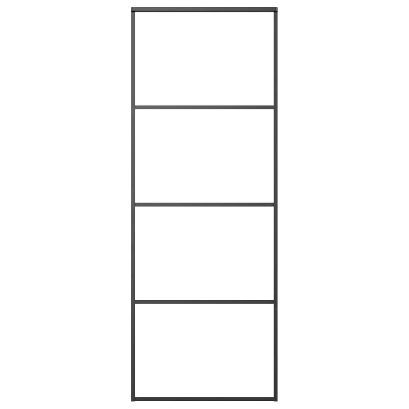 vidaXL Sliding Door Aluminium and ESG Glass 76x205 cm Black