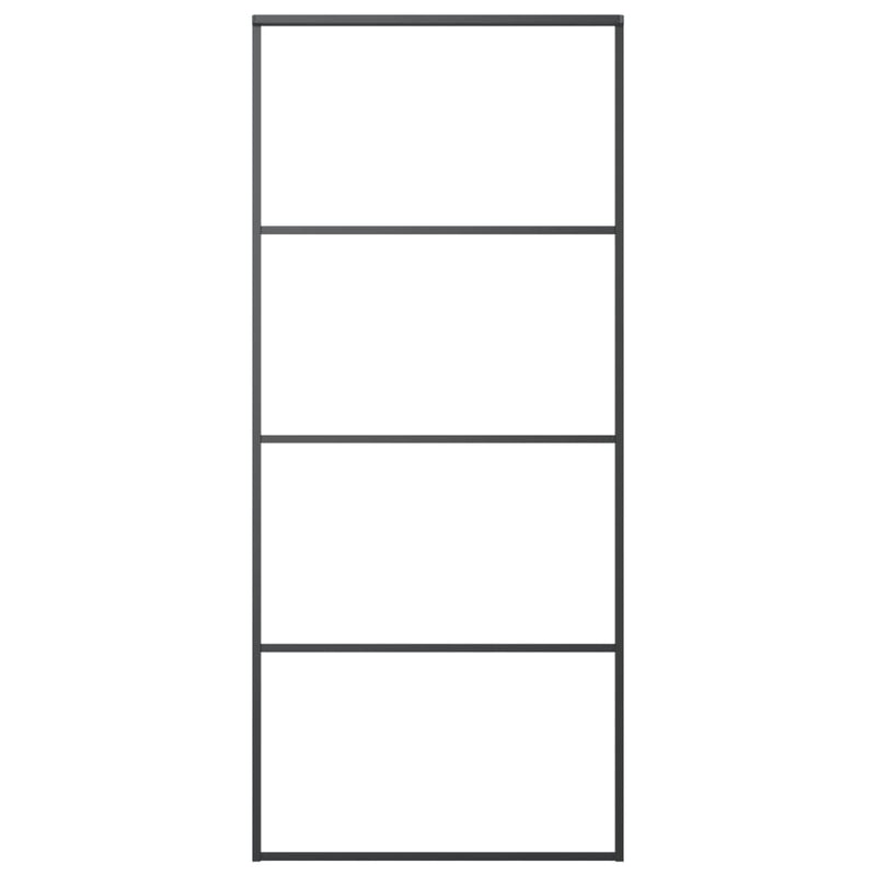 vidaXL Sliding Door Aluminium and ESG Glass 76x205 cm Black