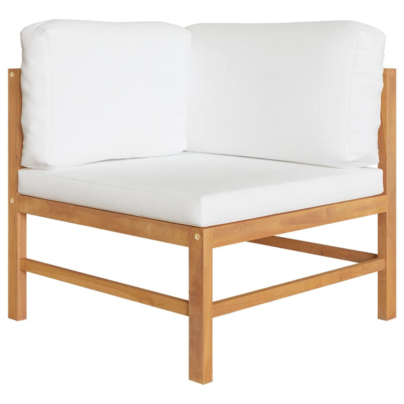 vidaXL 2 Piece Garden Lounge Set with Cream Cushions Teak Wood