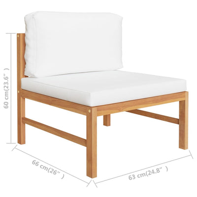 vidaXL 2 Piece Garden Lounge Set with Cream Cushions Teak Wood