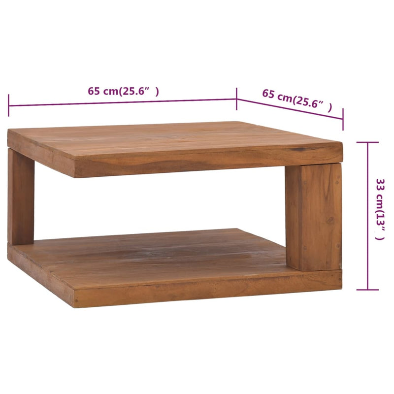 vidaXL Coffee Table 65x65x33 cm Solid Teak Wood