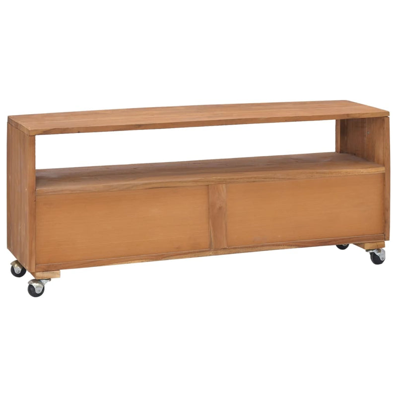 vidaXL TV Cabinet with Wheels 110x30x40 cm Solid Teak Wood
