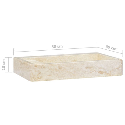 vidaXL Sink Cream 58x39x10 cm Marble