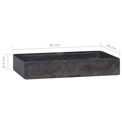 vidaXL Wall-mounted Sink Black 38x24x6.5 cm Marble