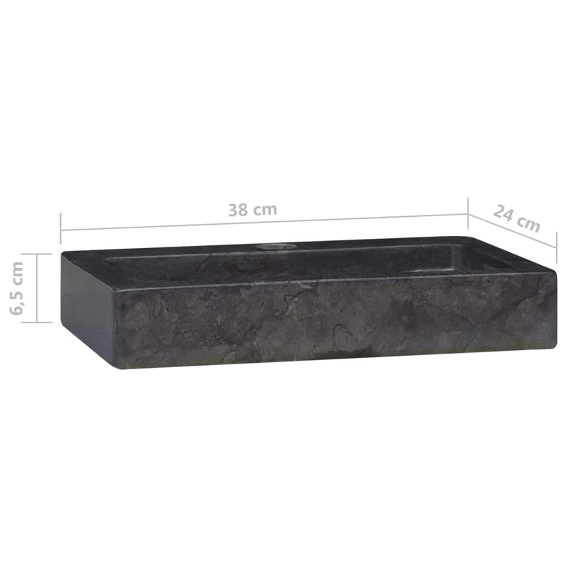 vidaXL Wall-mounted Sink Black 38x24x6.5 cm Marble