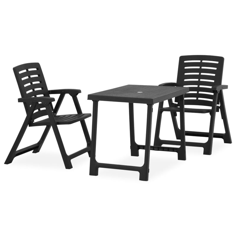 vidaXL 3 Piece Folding Bistro Set Plastic Green
