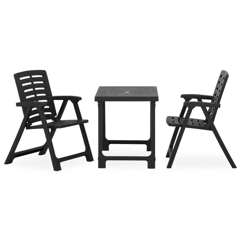 vidaXL 3 Piece Folding Bistro Set Plastic Green