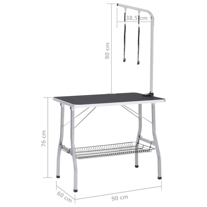 vidaXL Adjustable Dog Grooming Table with 1 Loop and Basket