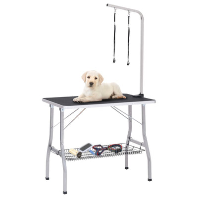 vidaXL Adjustable Dog Grooming Table with 1 Loop and Basket