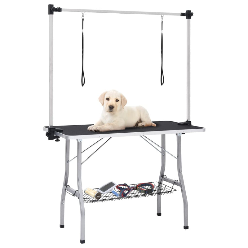 vidaXL Adjustable Dog Grooming Table with 1 Loop and Basket
