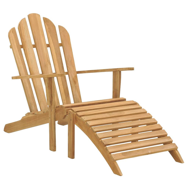 vidaXL Adirondack Chair with Footrest Solid Wood Teak
