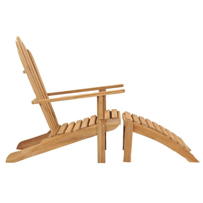 vidaXL Adirondack Chair with Footrest Solid Wood Teak