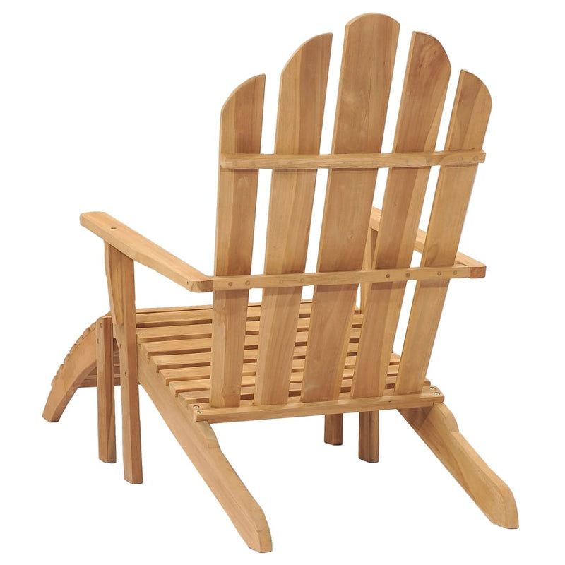 vidaXL Adirondack Chair with Footrest Solid Wood Teak