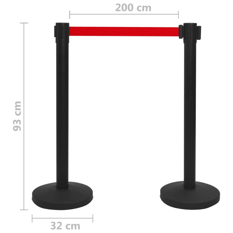 vidaXL Stanchions with Belts 4 pcs Airport Barrier Iron Black