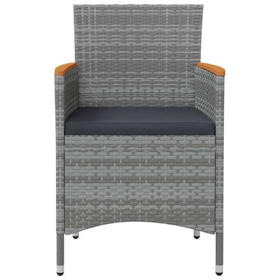 vidaXL 11 Piece Garden Dining Set Grey Poly Rattan