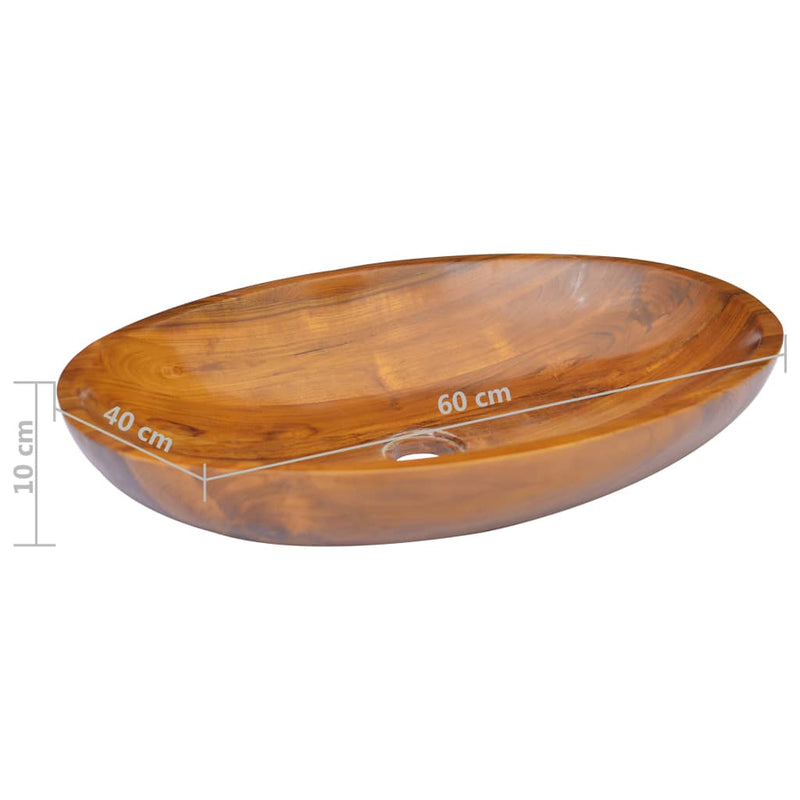 vidaXL Basin Solid Teak Wood Φ40x10 cm
