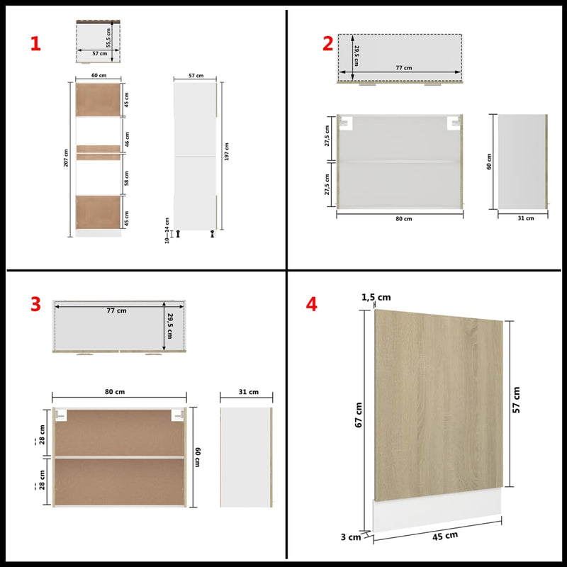 vidaXL 7 Piece Kitchen Cabinet Set Sonoma Oak Engineered Wood
