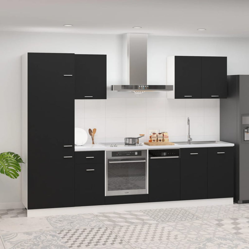vidaXL 7 Piece Kitchen Cabinet Set Lyon Black Engineered Wood