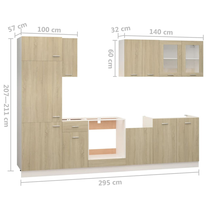 vidaXL 8 Piece Kitchen Cabinet Set Sonoma Oak Engineered Wood