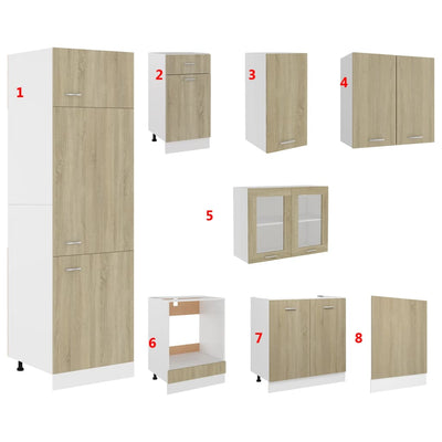 vidaXL 8 Piece Kitchen Cabinet Set Sonoma Oak Engineered Wood