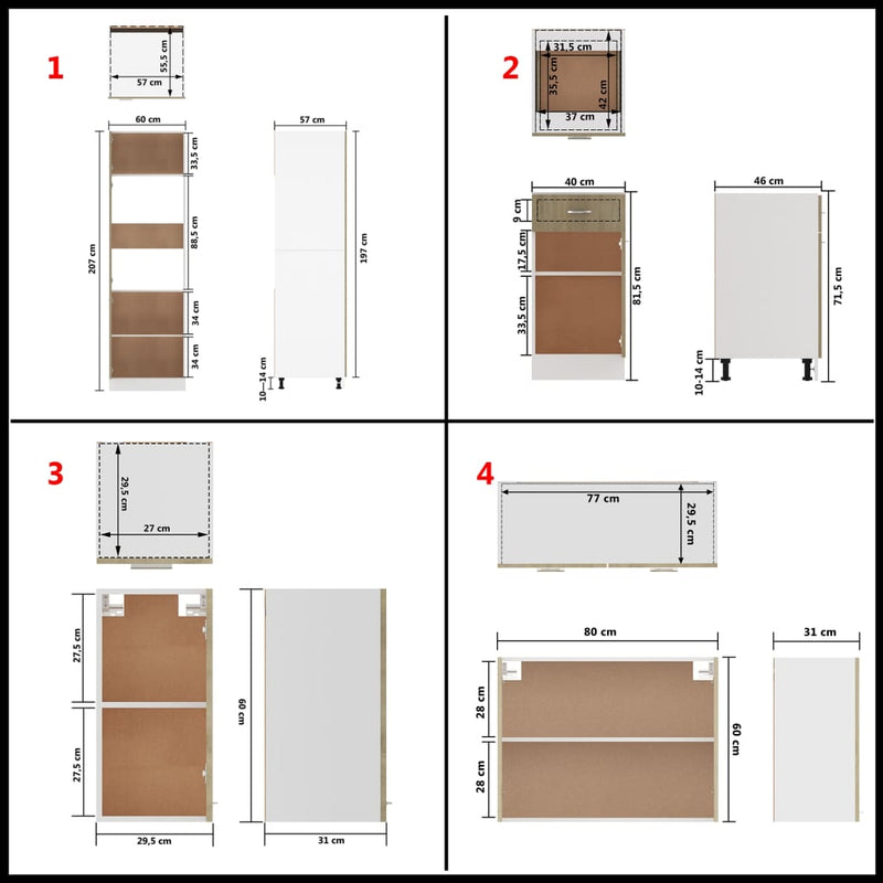 vidaXL 8 Piece Kitchen Cabinet Set Sonoma Oak Engineered Wood