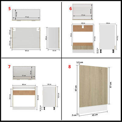 vidaXL 8 Piece Kitchen Cabinet Set Sonoma Oak Engineered Wood