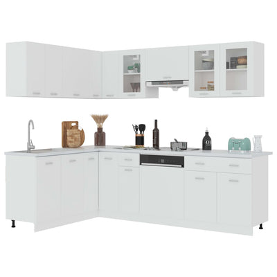 vidaXL 11 Piece Kitchen Cabinet Set Lyon White Engineered Wood