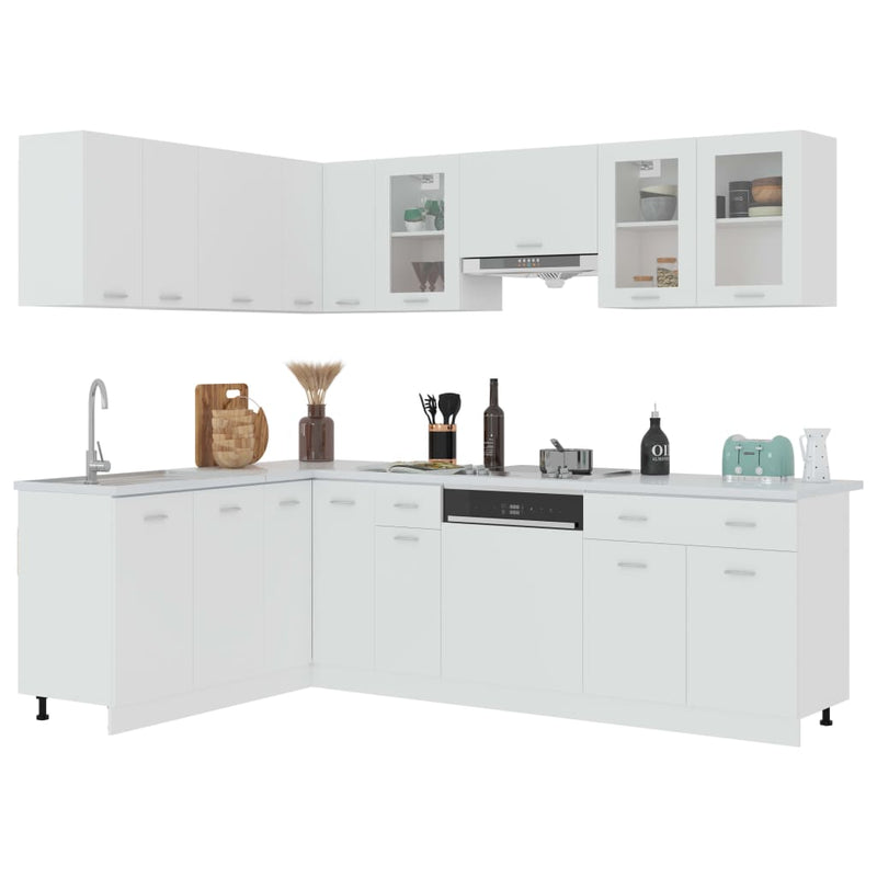 vidaXL 11 Piece Kitchen Cabinet Set Lyon White Engineered Wood